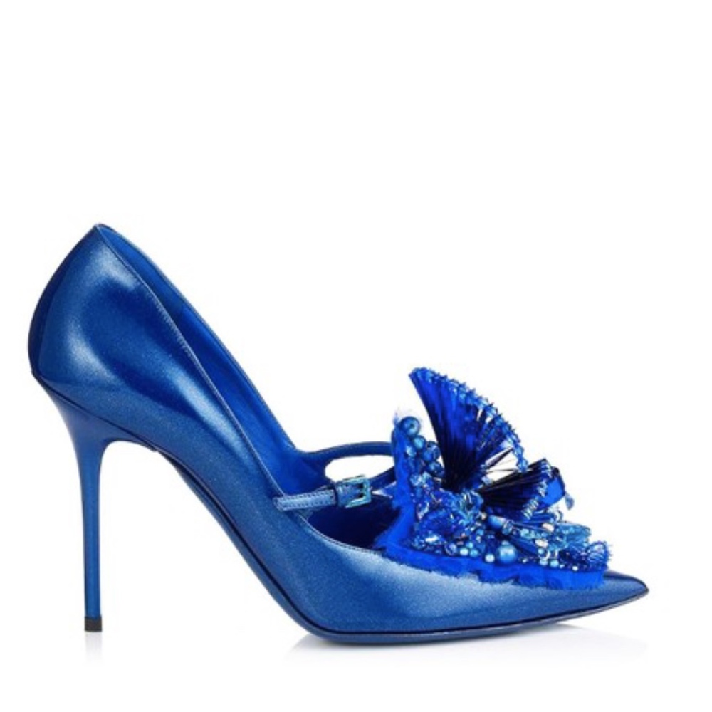 Jimmy Choo Blue Sapphire Glitter Patent Pumps
